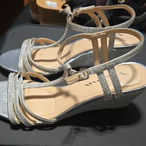 Elegant Silver Wedge Sandals